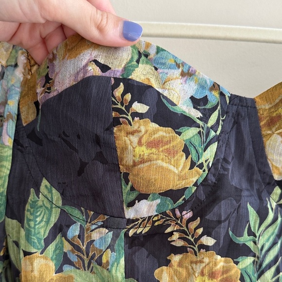 Lulu’s Floral Puff Sleeve Corset Crop Top, Smocked Sweetheart Blouse, Small - Picture 8 of 16